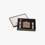 6 oz. Leather Stainless Steel Flask Set with Presentation Box