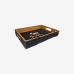Black/Gold Leatherette Serving Tray