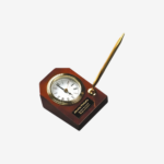 Rosewood Piano Finish Desk Clock with Pen