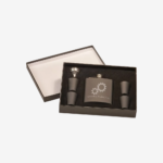 6 oz. Matte Black Stainless Steel Flask Set with Presentation Box