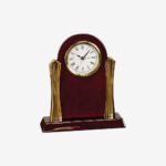 Arch Rosewood Desk Clock with Gold Metal Columns