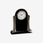 Black Desk Clock with Silver Metal Columns