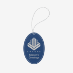 Blue/Silver Leatherette Oval Ornament