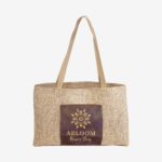 Rustic/Gold Leatherette and Burlap Tote Bag