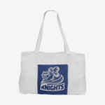 Blue/Silver Leatherette and Canvas Tote Bag