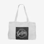 Black/Silver Leatherette and Canvas Tote Bag