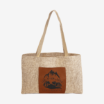 Rawhide Leatherette and Burlap Tote Bag