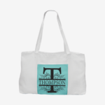 Teal Leatherette and Canvas Tote Bag