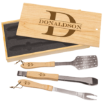 Three piece BBQ set in Pine Box