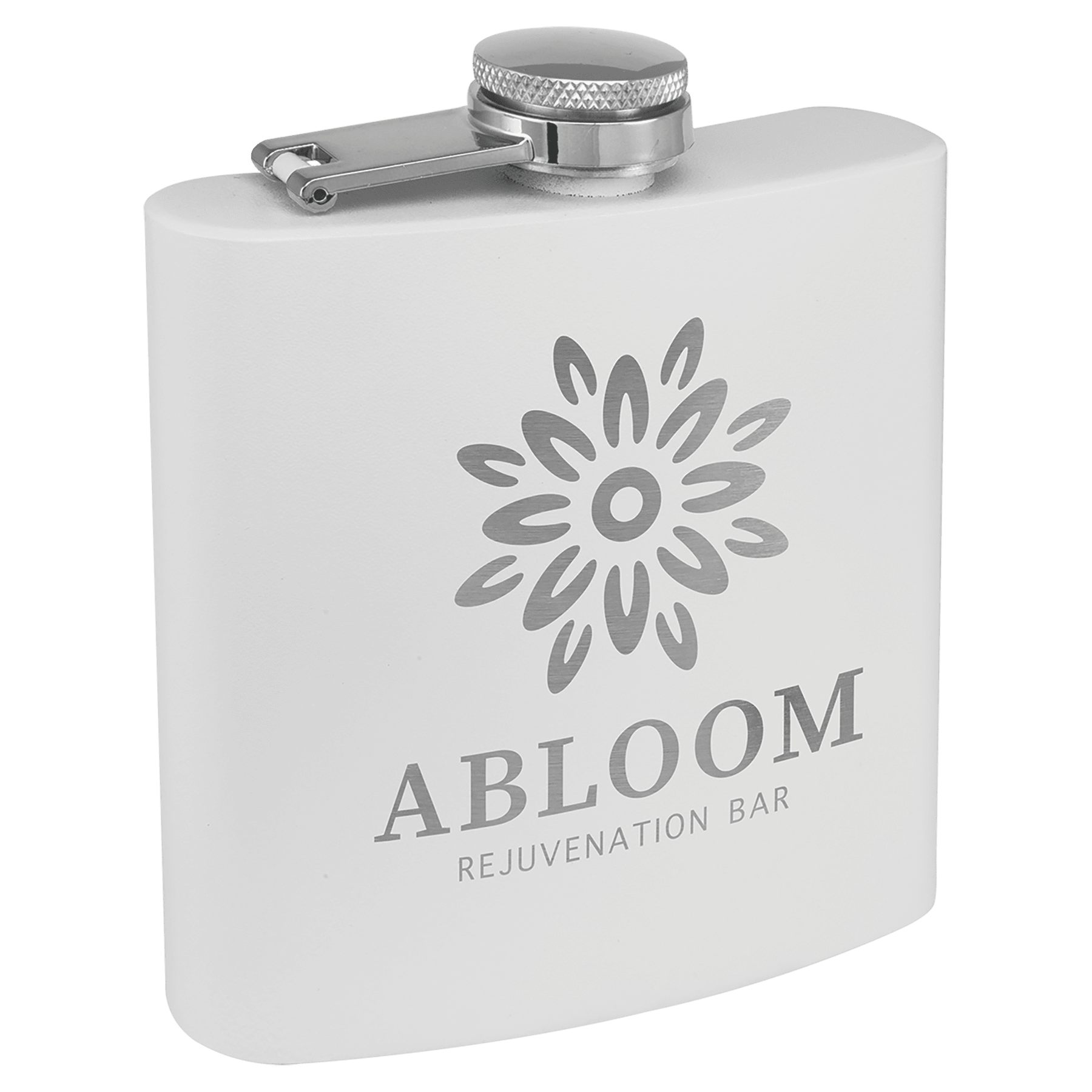 White 6 oz. Powder Coated Stainless Steel Flask