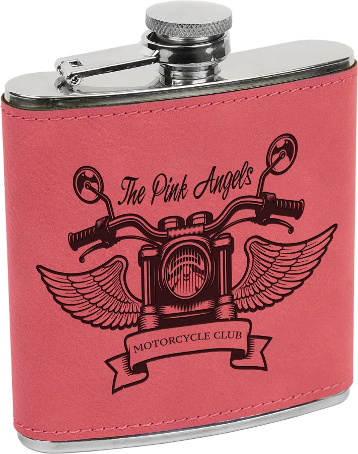 Pink 6 oz. Leatherette Flask
