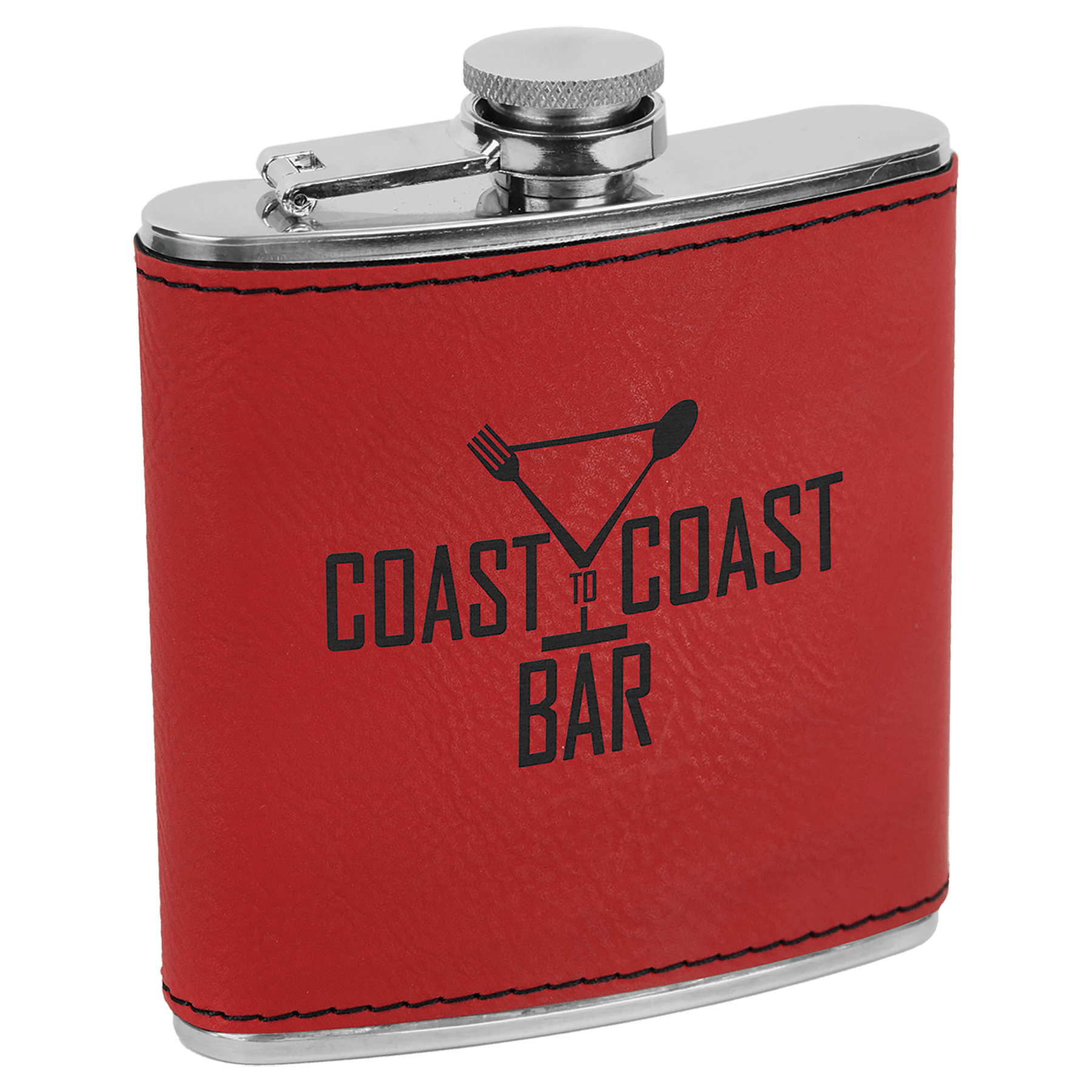 Red 6 oz. Leatherette Flask