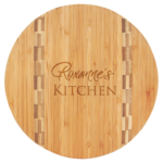 Round Bamboo Cutting Board with Butcher Block Inlay