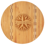 Round Bamboo Cutting Board with Butcher Block Inlay