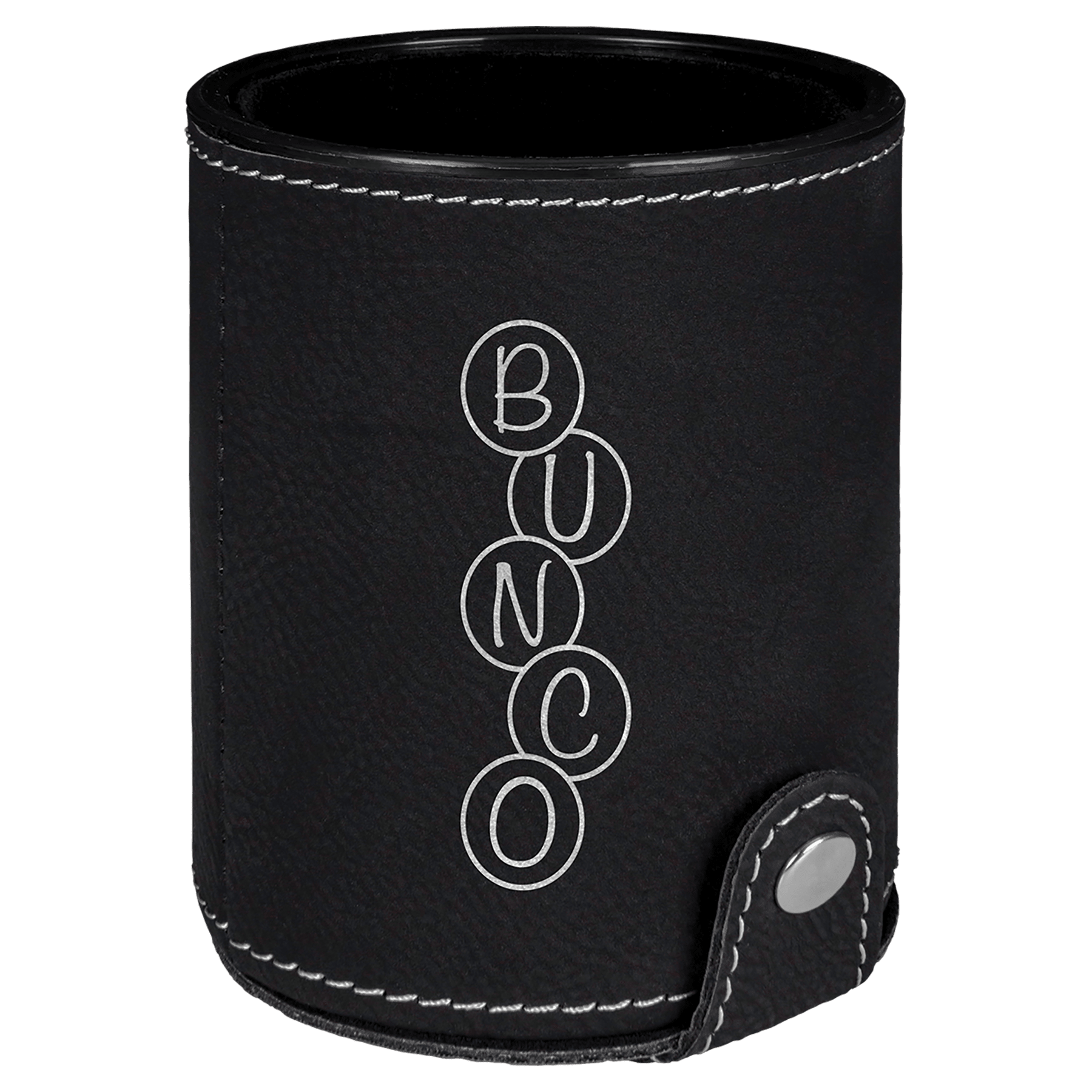 Black/Silver Leatherette Dice Cup Set