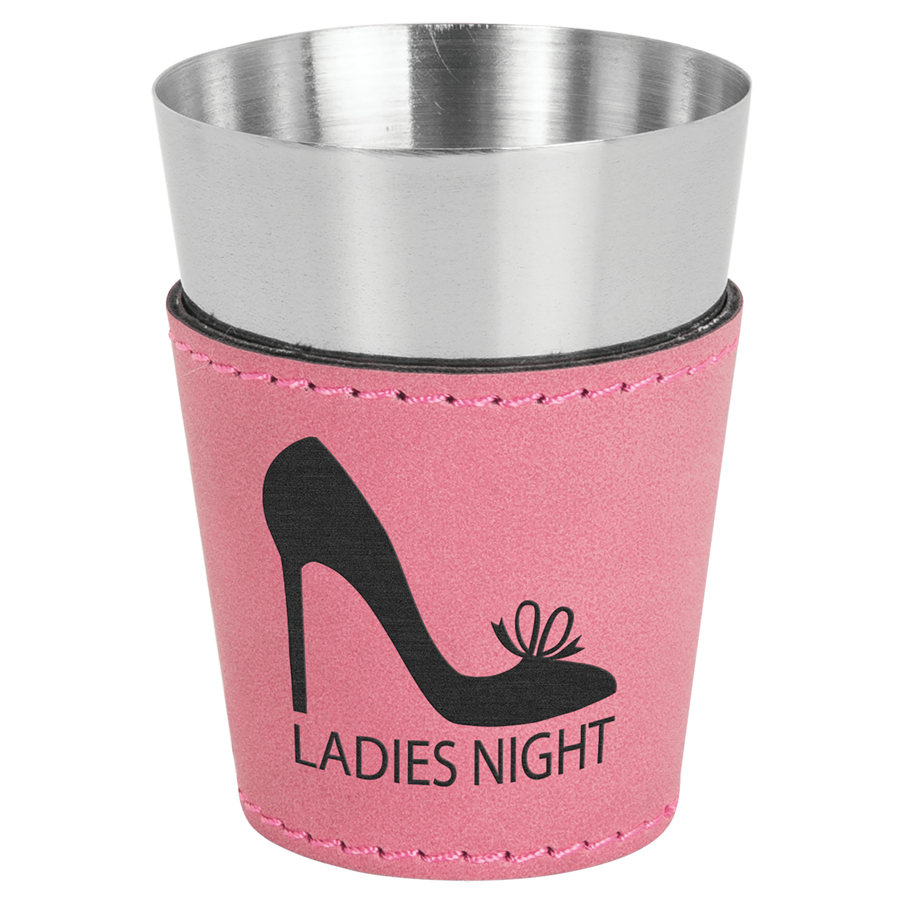 Pink Leatherette Wrapped Stainless Steel Shot Glass