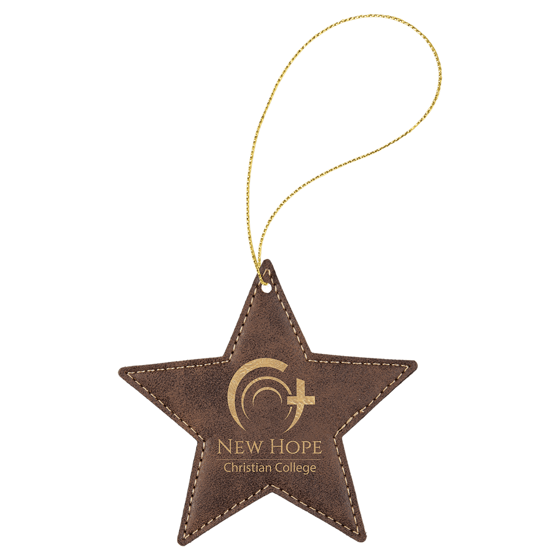 Rustic/Gold Leatherette Star Ornament