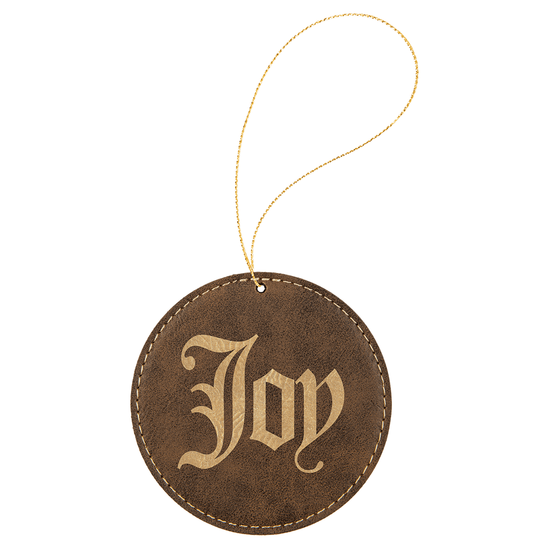 Rustic/Gold Leatherette Round Ornament
