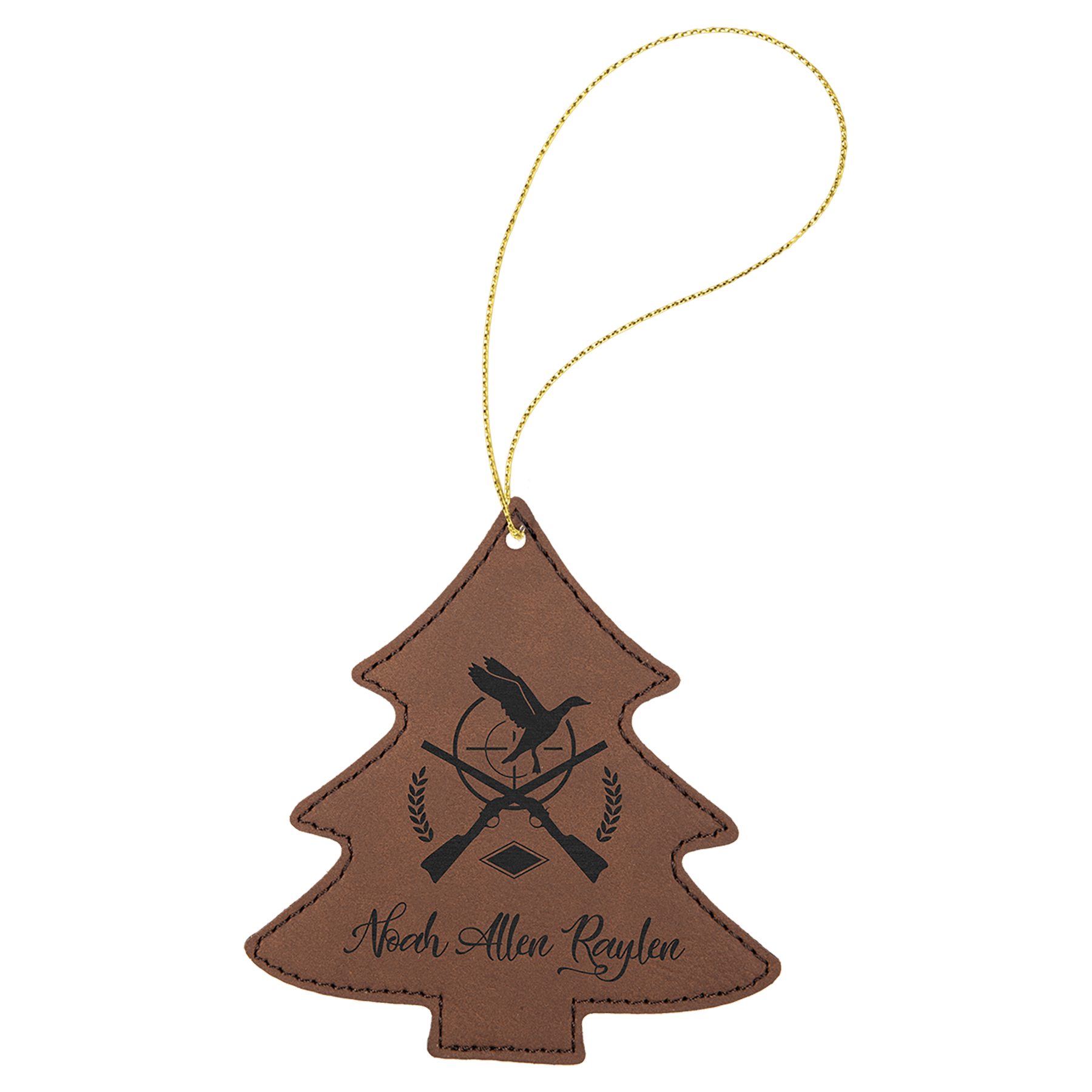 Dark Brown Leatherette Tree Ornament