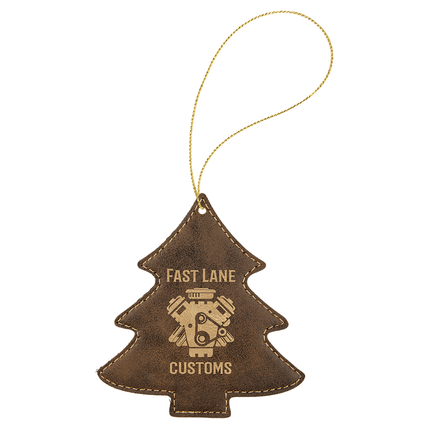 Rustic/Gold Leatherette Tree Ornament