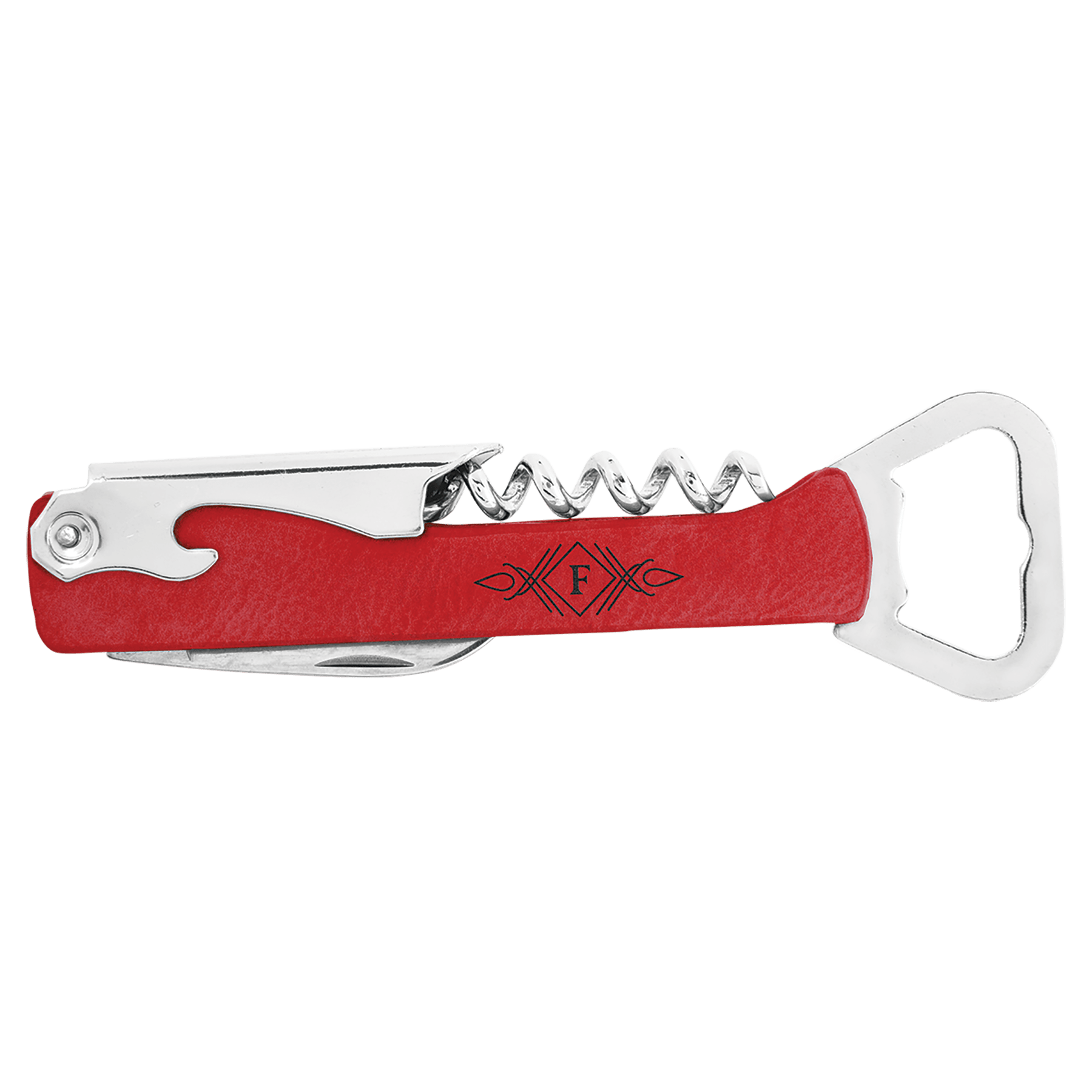 Red Leatherette Wine Bottle Opener