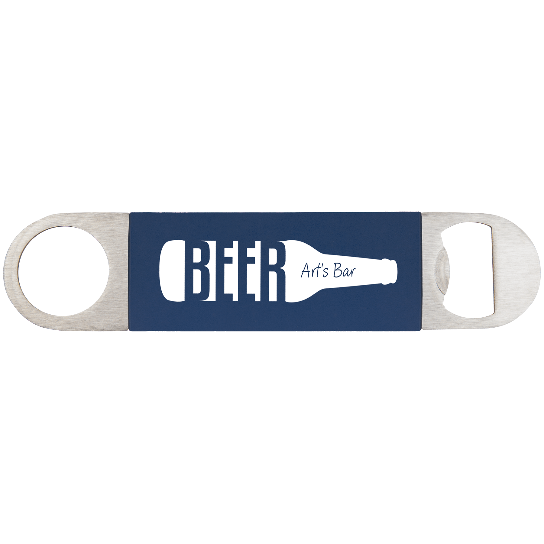 Navy Blue/White Bottle Opener with Silicone Grip