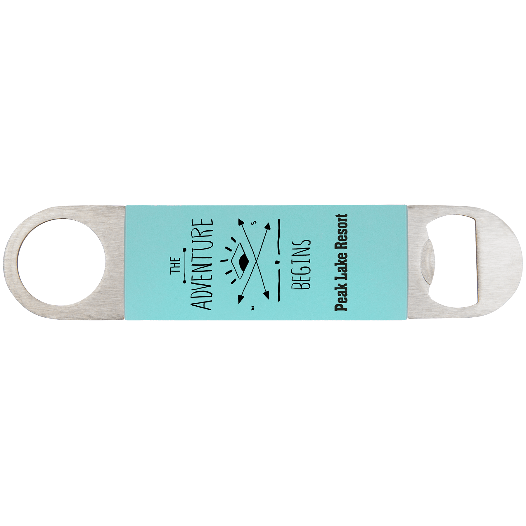Teal/White Bottle Opener with Silicone Grip