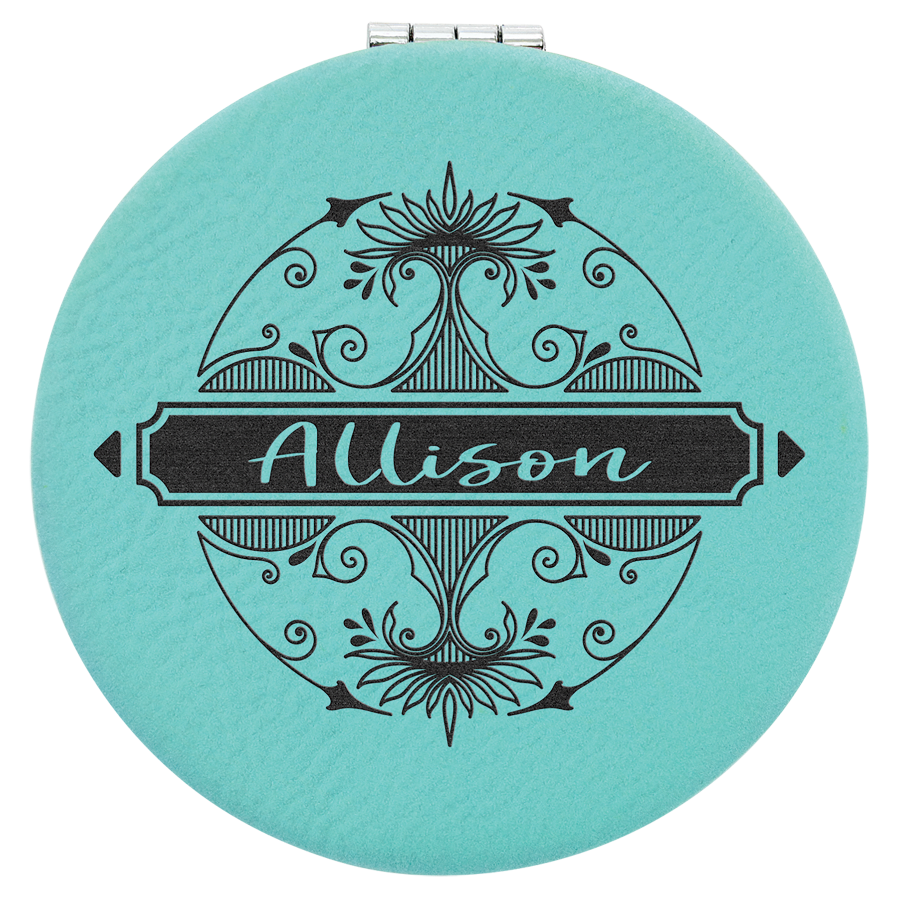 Teal Leatherette Compact Mirror