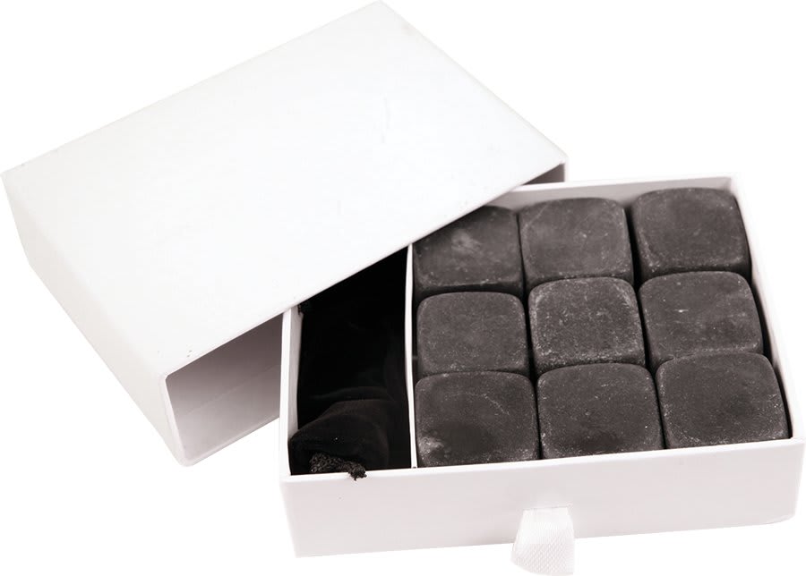 Black Basalt 9-Piece Whiskey Stone Set with Velvet Bag