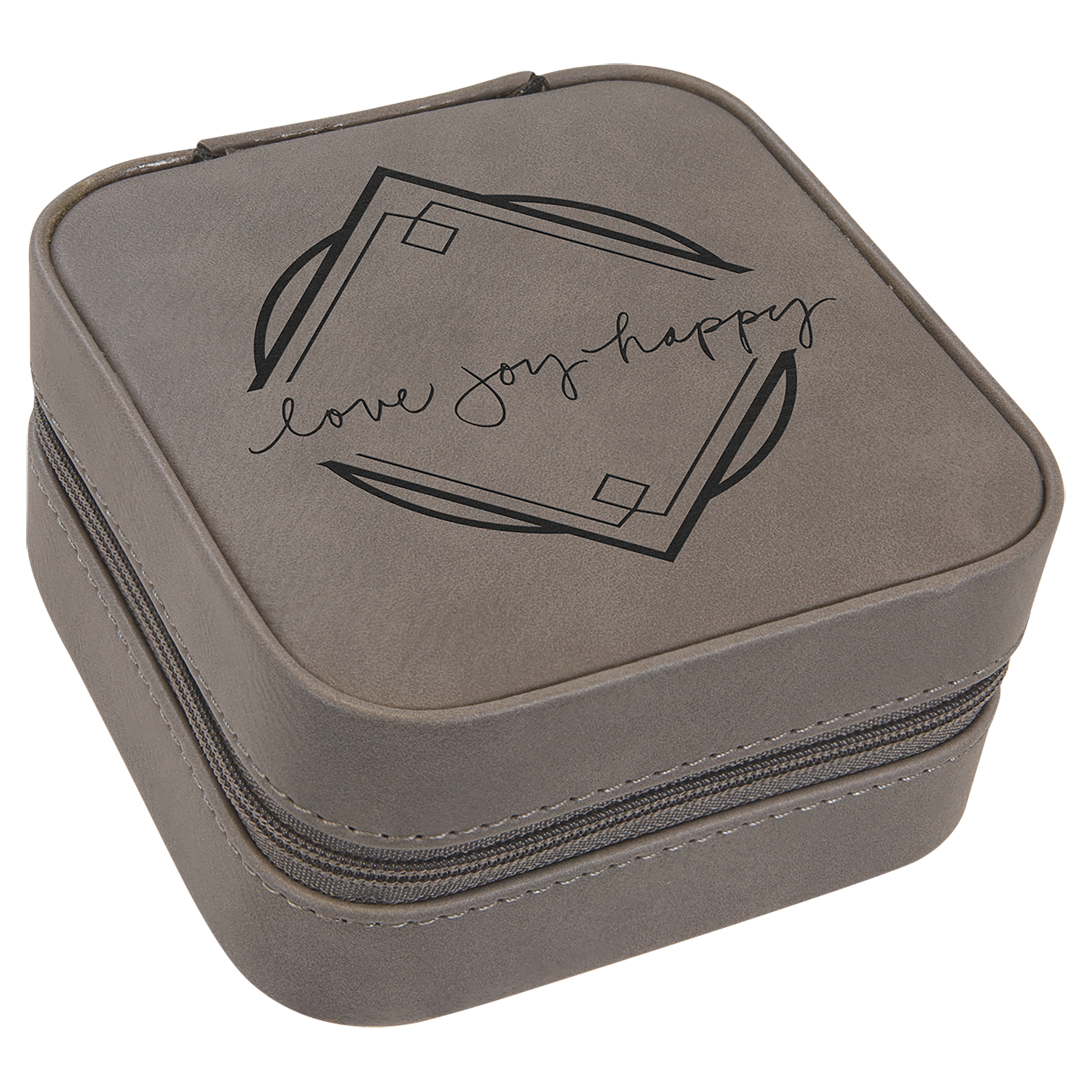 Gray Leatherette Travel Jewelry Box