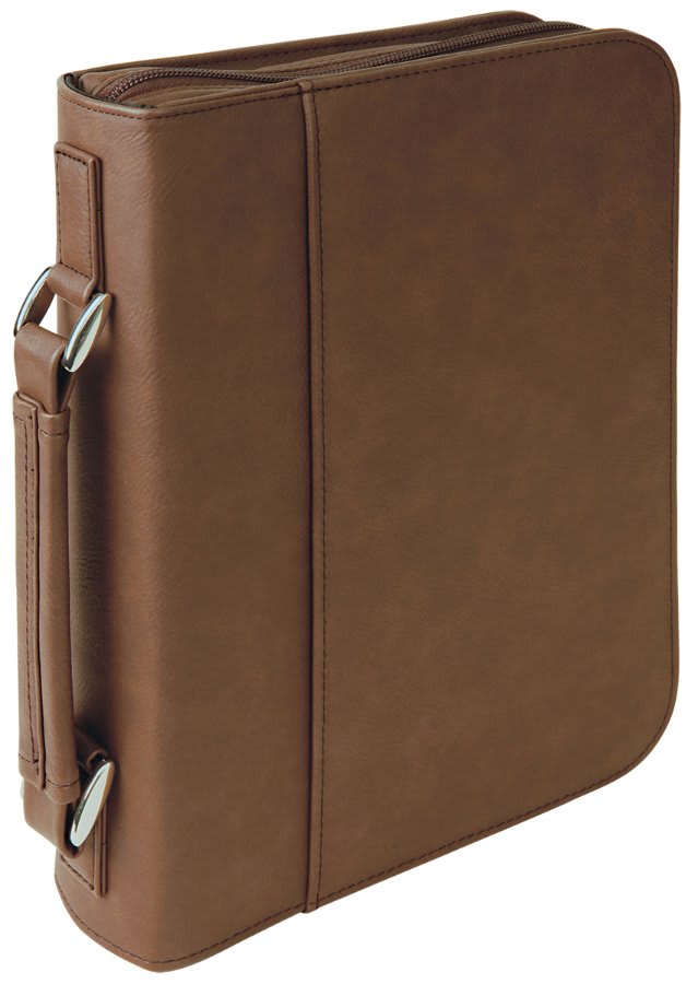 Dark Brown Leatherette Book/Bible Cover with Zipper