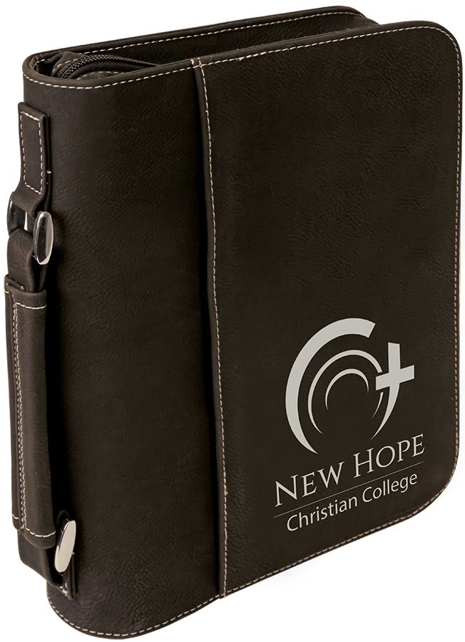 Black/Silver Leatherette Book/Bible Cover with Zipper