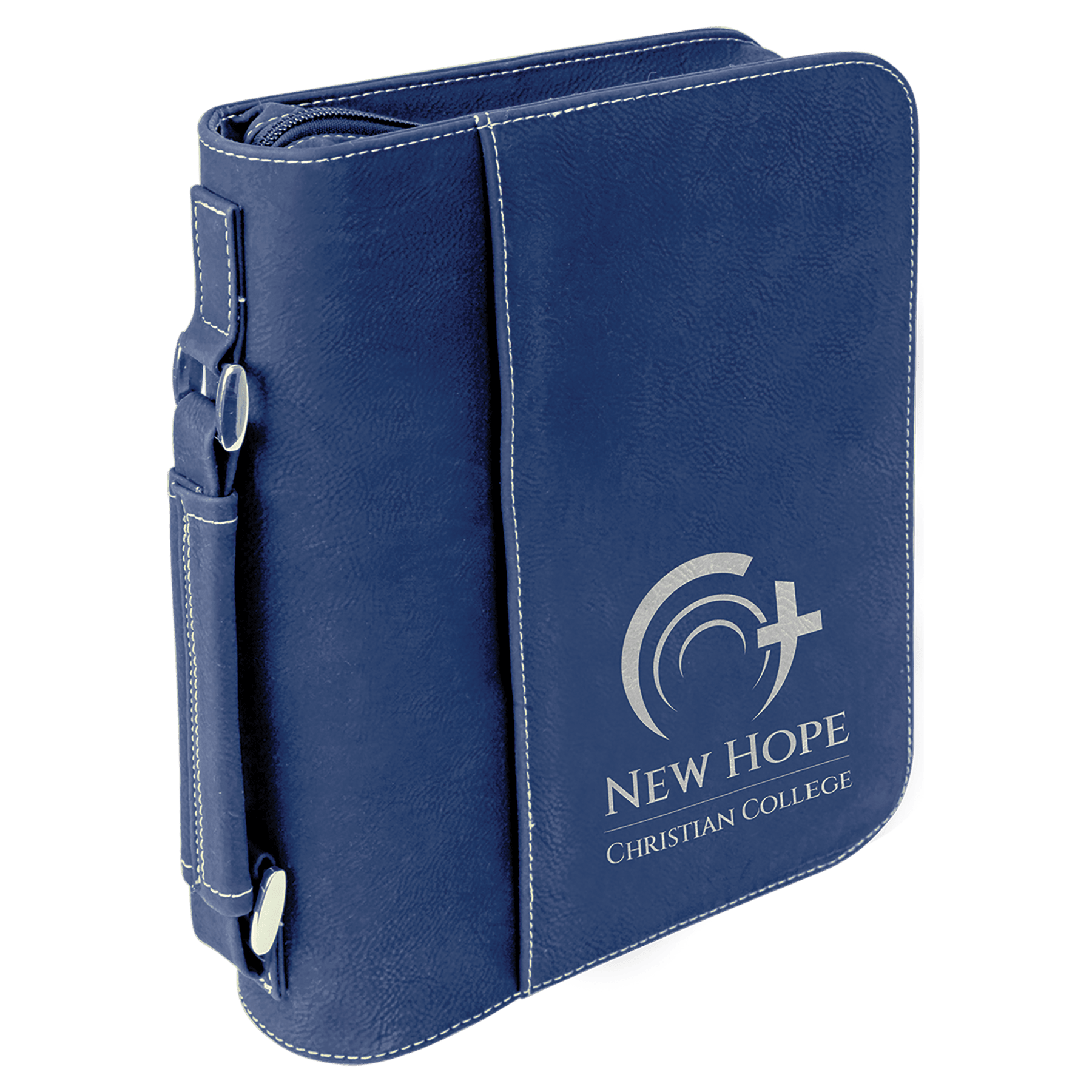 Blue/Silver Leatherette Book/Bible Cover with Zipper