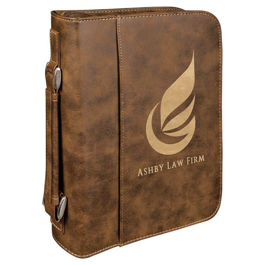 Rustic/Gold Leatherette Book/Bible Cover with Zipper