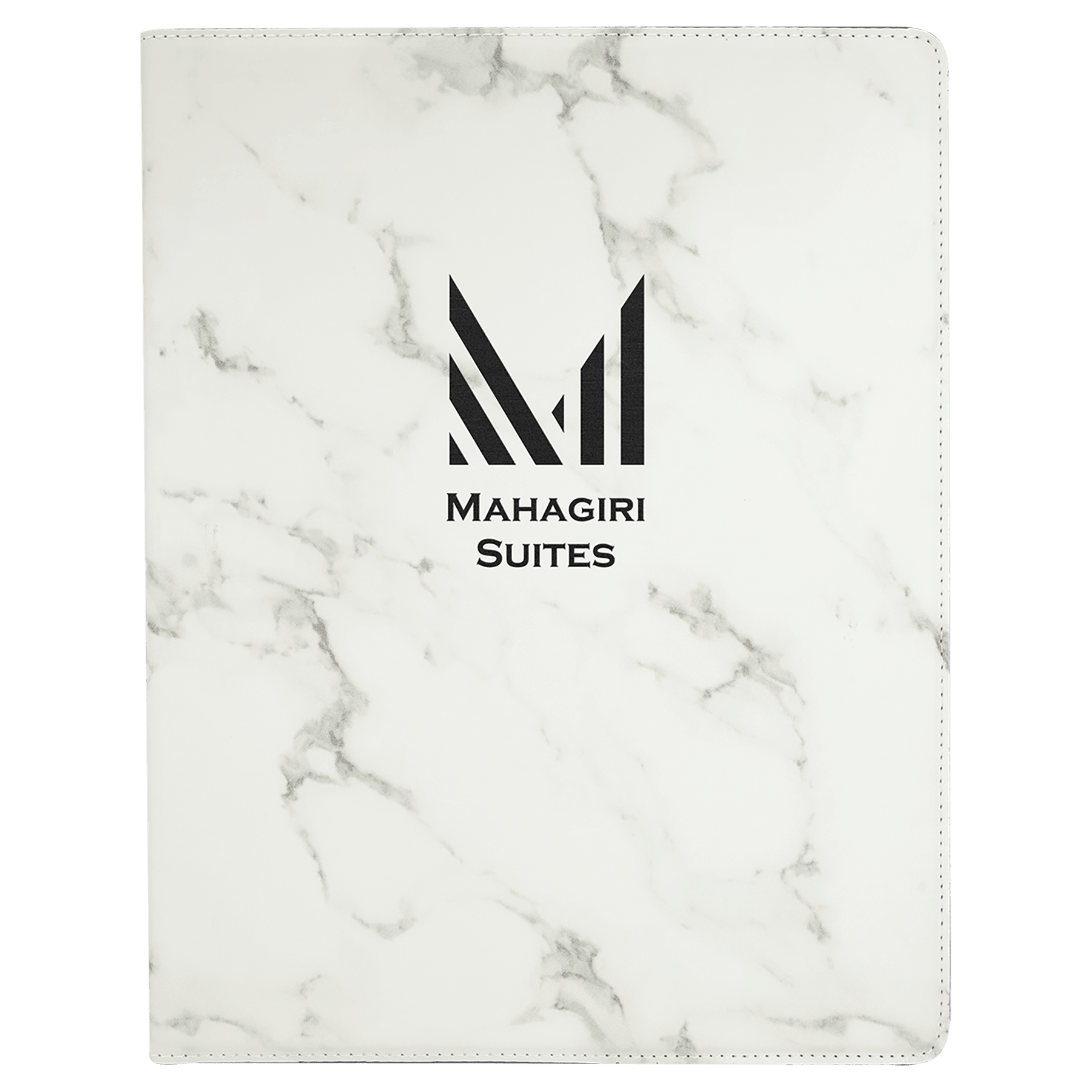 White Marble Leatherette Portfolio