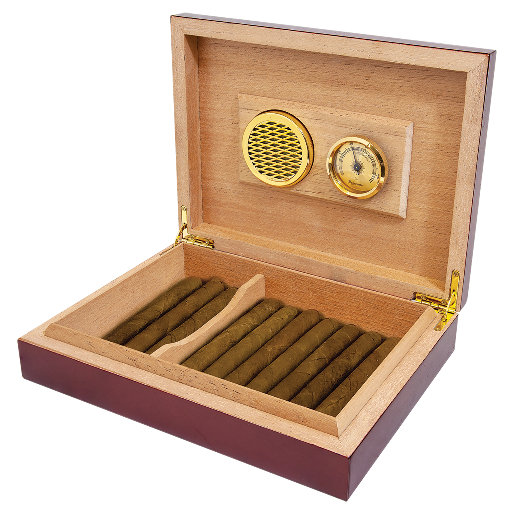 Rosewood Piano Finish Humidor with Hygrometer and Humidifier