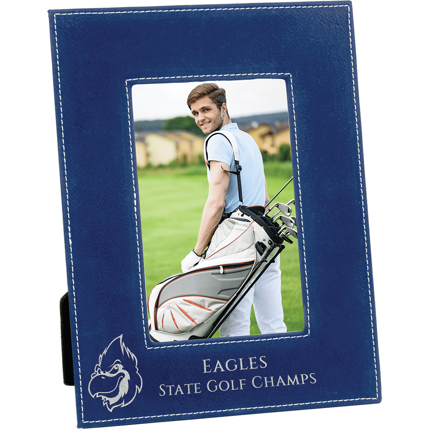 Blue/Silver Leatherette Photo Frame