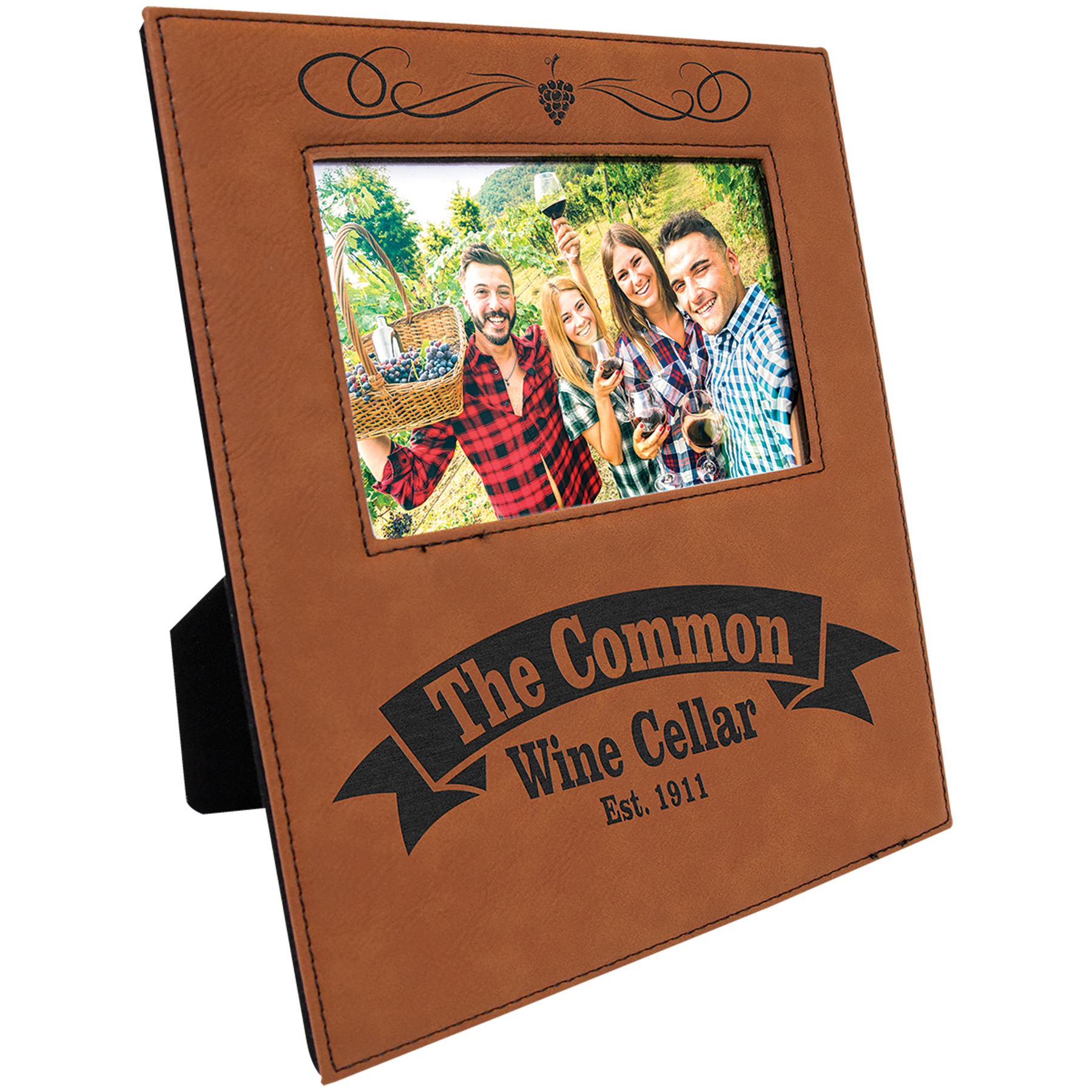 Rawhide Leatherette Photo Frame with Large Engraving Area