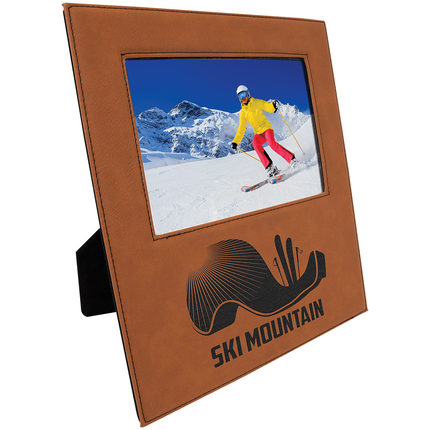 Rawhide Leatherette Photo Frame with Large Engraving Area