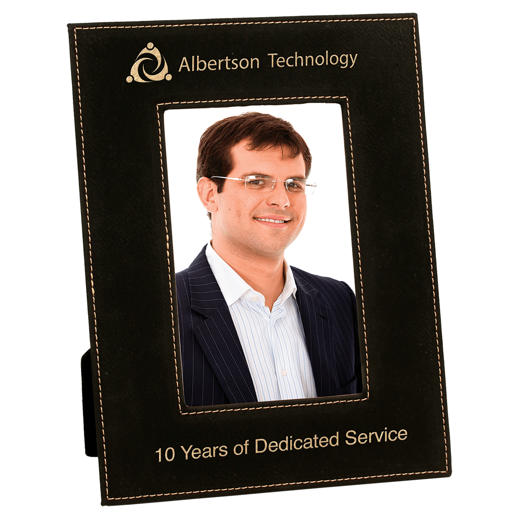 Black/Gold Leatherette Photo Frame