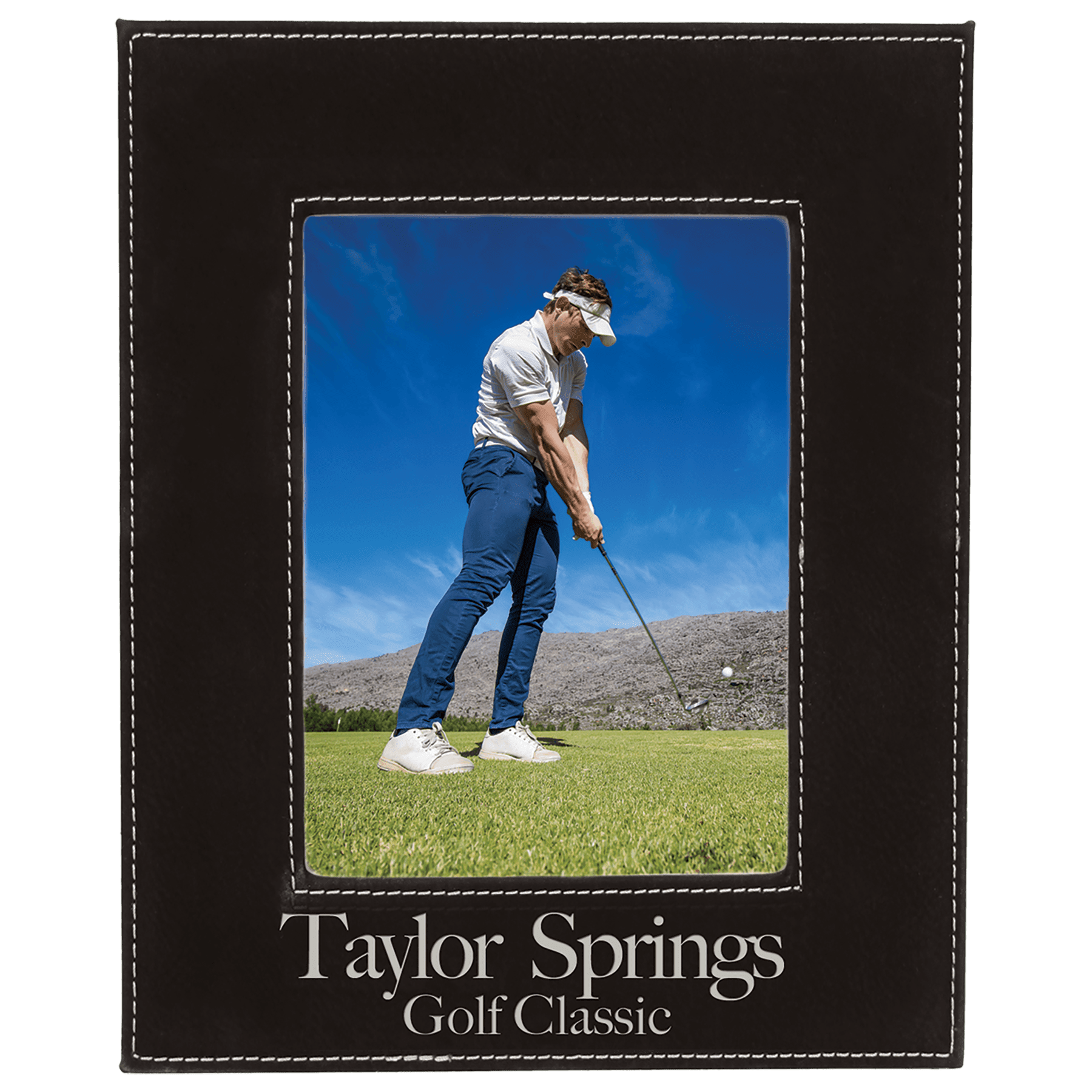 Black/Silver Leatherette Photo Frame