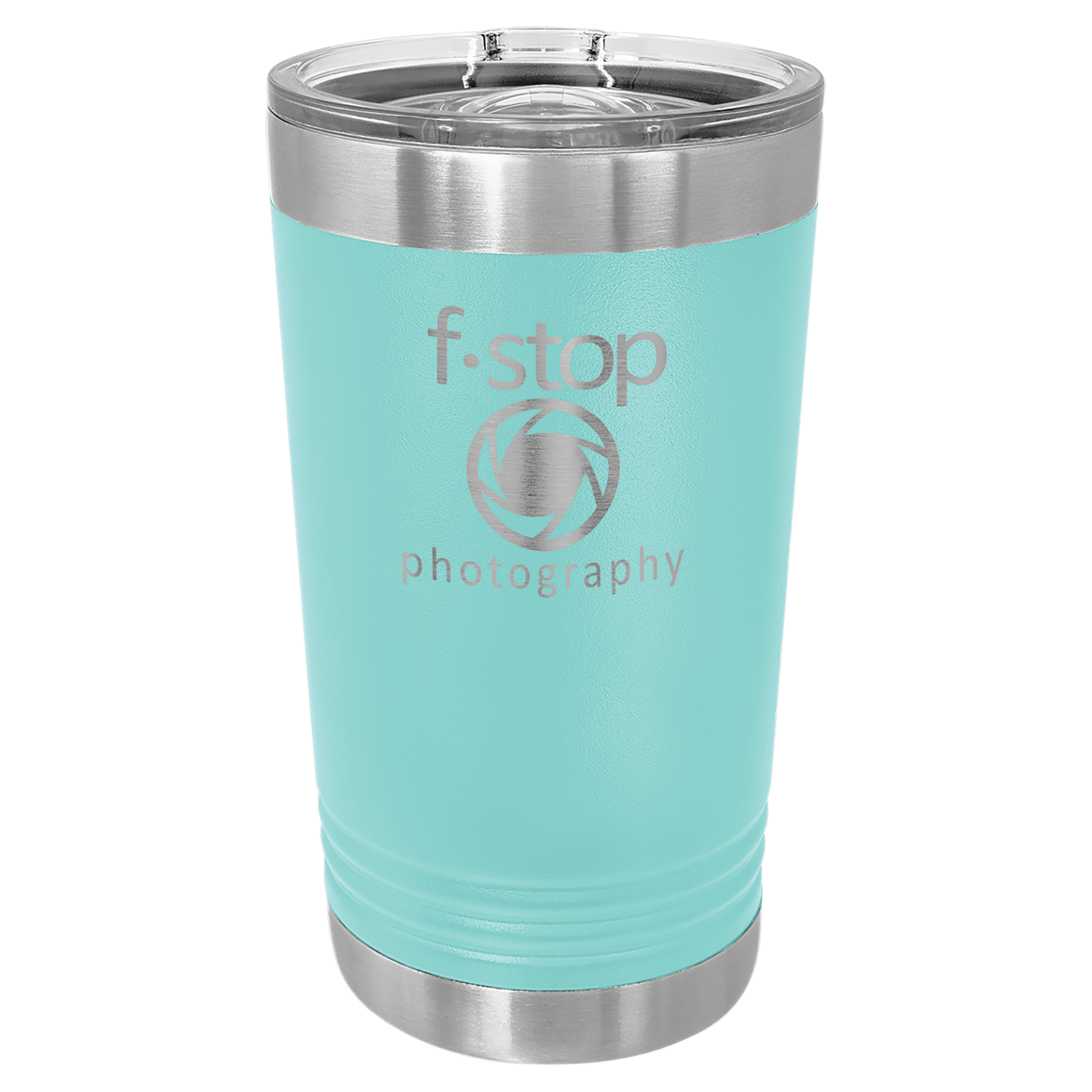 Teal Polar Camel Pint with Clear Slider Lid