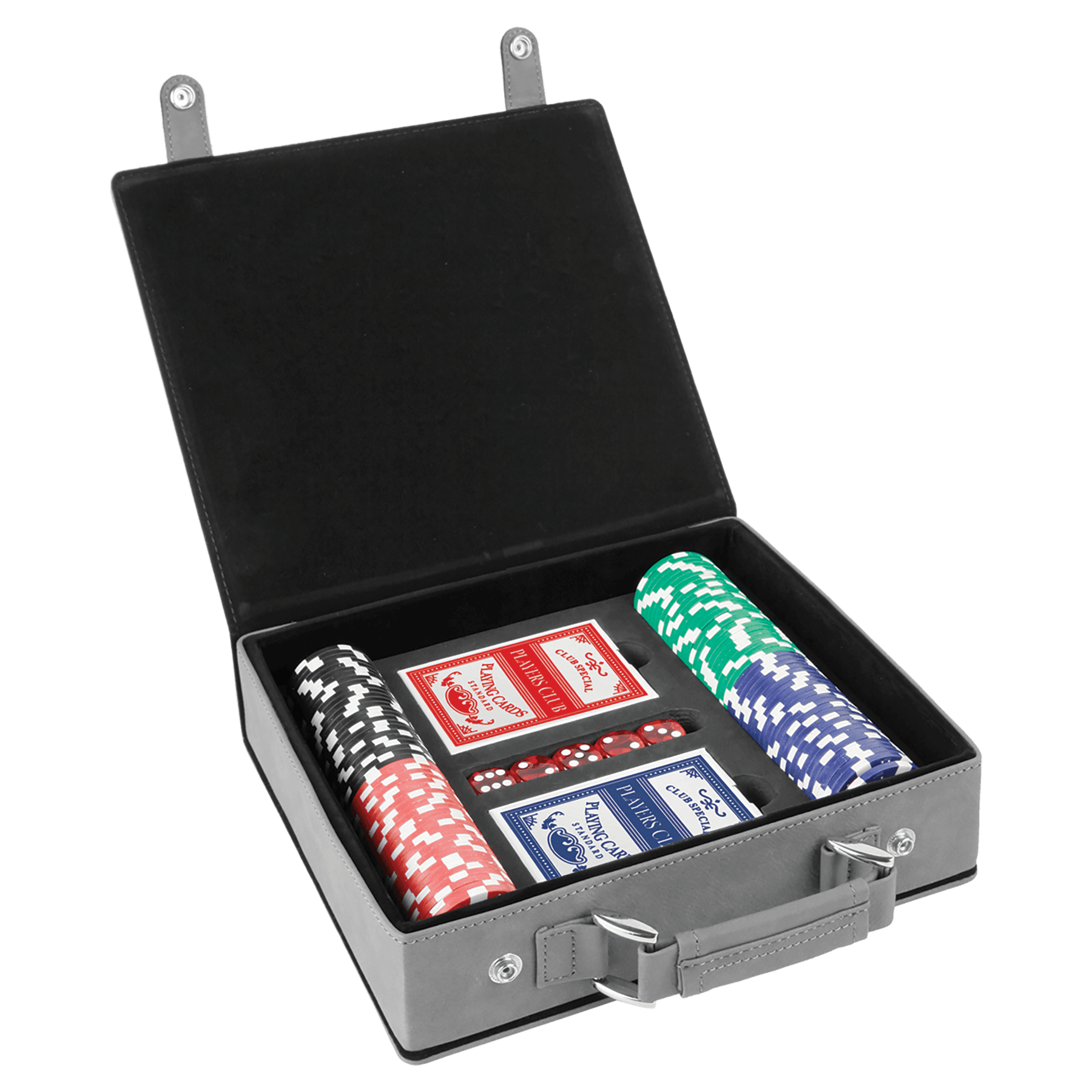 Gray Leatherette Poker Set