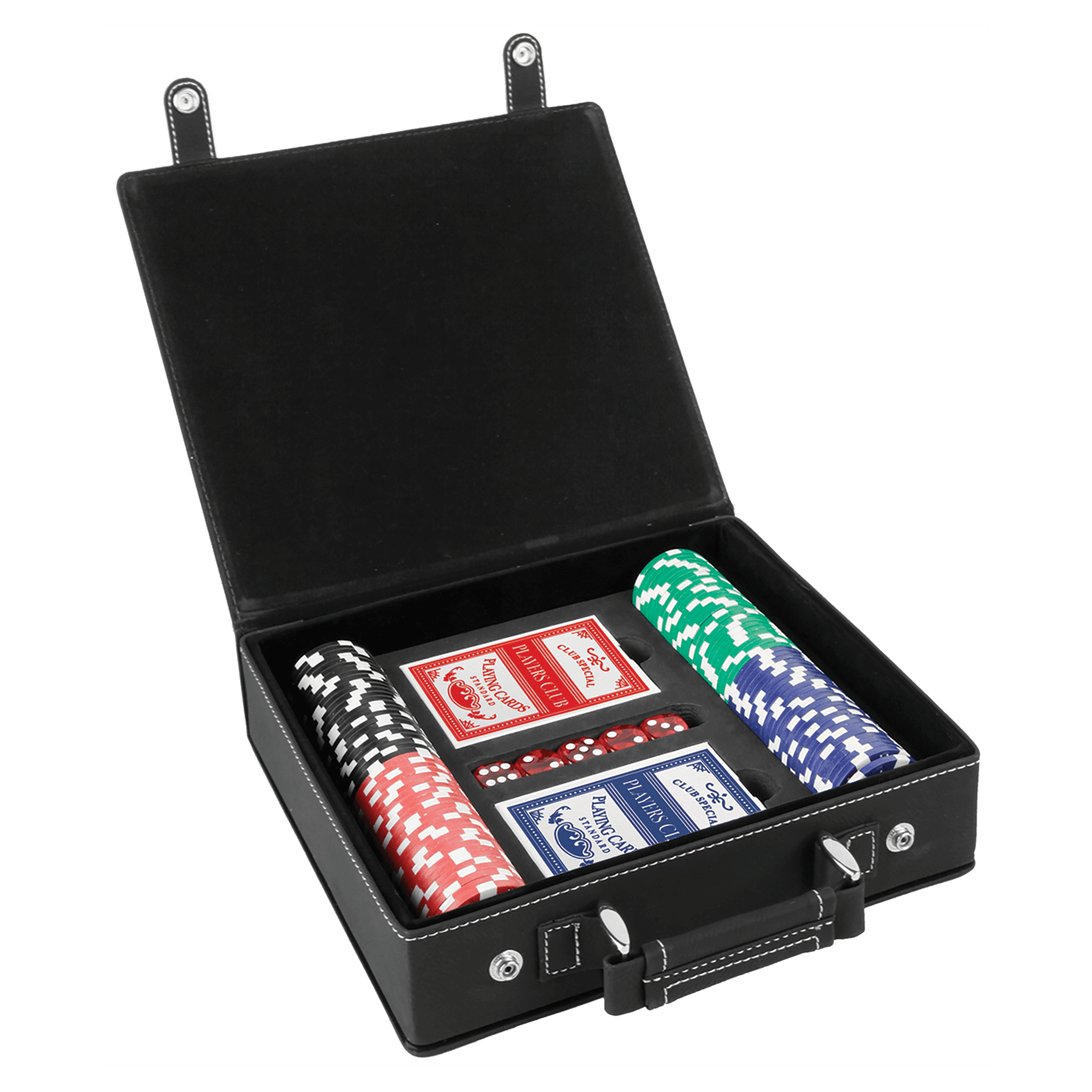 Black/Silver Leatherette Poker Set