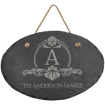 Oval Slate Decor with Hanging String