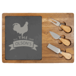 Acacia Wood with Slate Serving Board Includes Cheese Tools