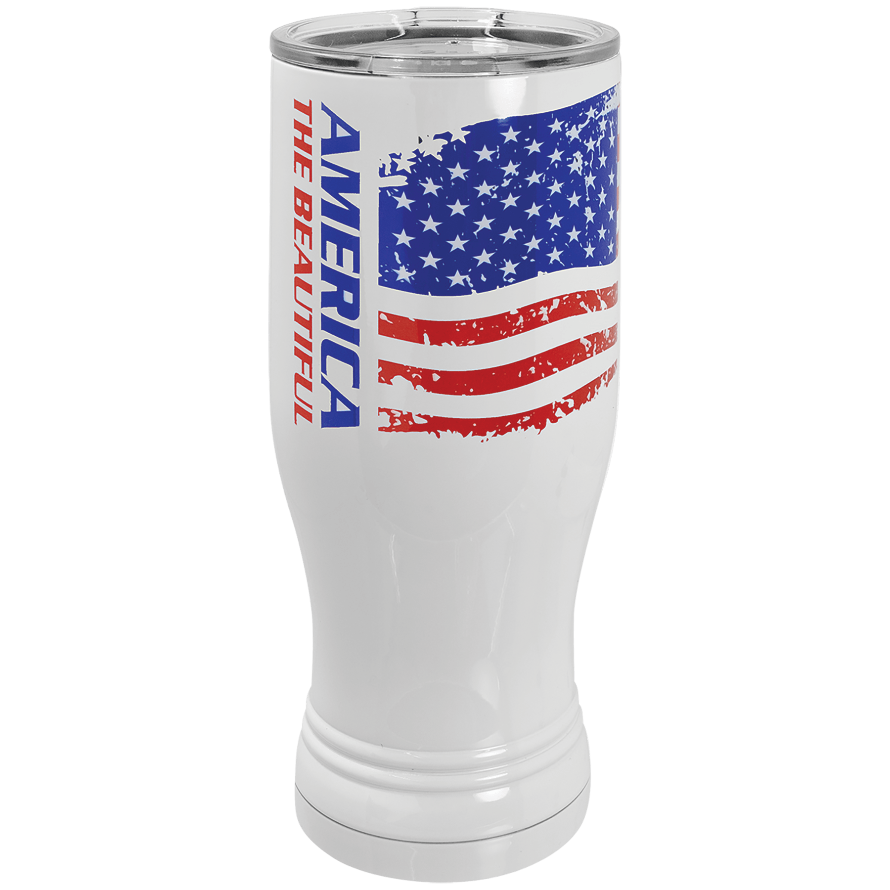 White Full Color Polar Camel 20 oz. Pilsner with Clear Slider Lid