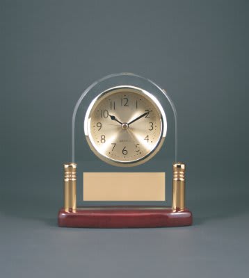 Rosewood Finish Arch Glass Clock